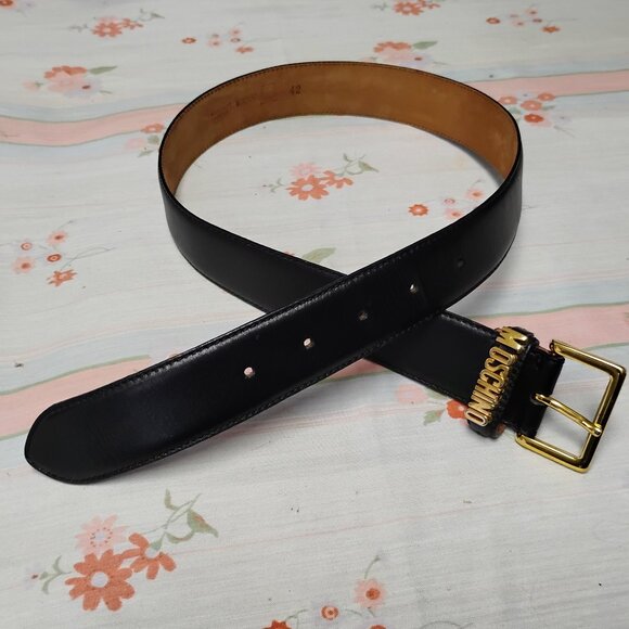 ❤️MOSCHINO Redwall Italy Black All Genuine Leather Belt SZ 27-31
